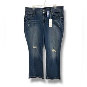 NEW Torrid Dark Blue double waist raw hem flare Jeans